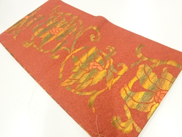 JAPANESE NAGOYA OBI / UNUSED / WOVEN FLOWER ARABESQUE